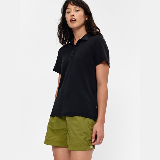 Aigle Lightweight Cotton Polo Shirts Women Black ZA-27346